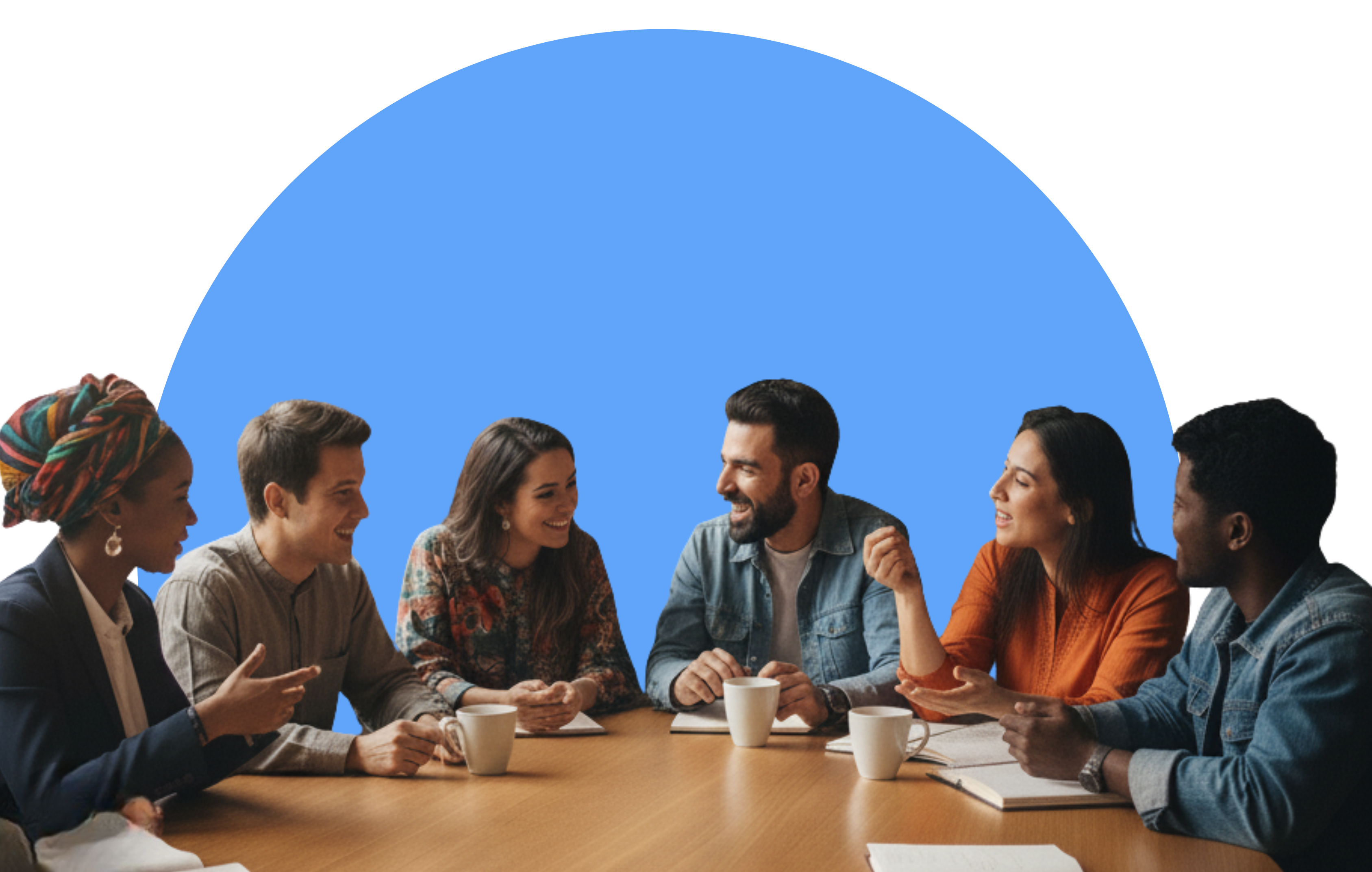 Diverse team collaborating